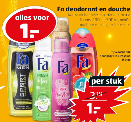 Fa   deodorant, douchegel folder aanbieding bij  Trekpleister - details