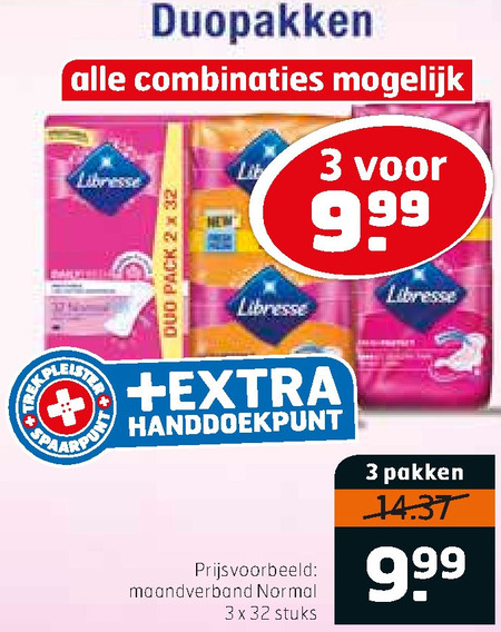 Libresse   maandverband, inlegkruisjes folder aanbieding bij  Trekpleister - details