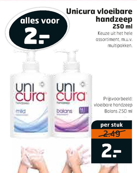 Unicura   handzeep folder aanbieding bij  Trekpleister - details