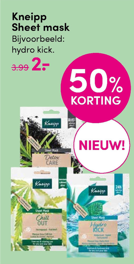 Kneipp   gezichtsmasker folder aanbieding bij  DA - details