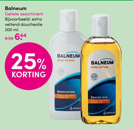 Balneum   douche olie, bodylotion folder aanbieding bij  DA - details