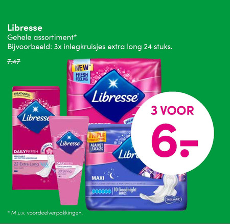 Libresse   inlegkruisjes, maandverband folder aanbieding bij  DA - details