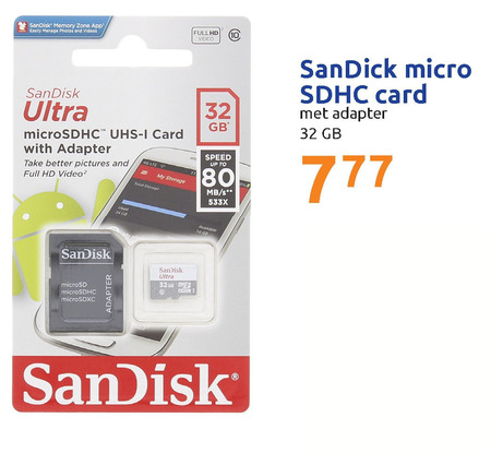 SanDisk   microsd geheugenkaart folder aanbieding bij  Action - details