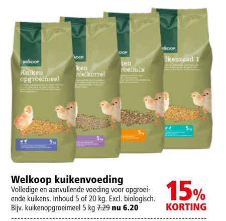 Welkoop Huismerk   kippenvoer folder aanbieding bij  Welkoop - details