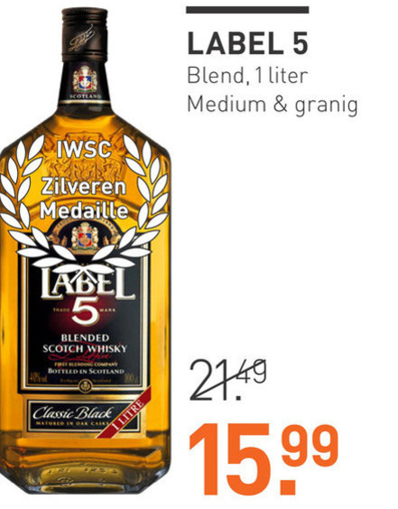 Label 5   whisky folder aanbieding bij  Gall & Gall - details