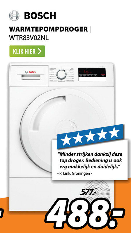 Bosch   warmtepompdroger folder aanbieding bij  Expert - details