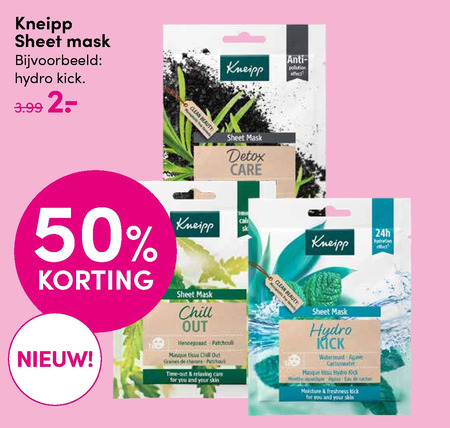 Kneipp   gezichtsmasker folder aanbieding bij  D.I.O. Drogist - details