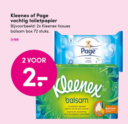 Kleenex   tissue, vochtig toiletpapier folder aanbieding bij  D.I.O. Drogist - details