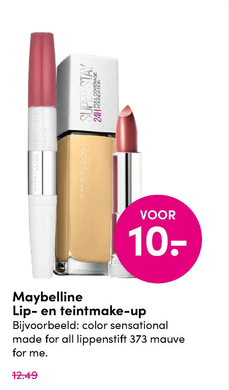 Maybelline   foundation, lipstick folder aanbieding bij  D.I.O. Drogist - details