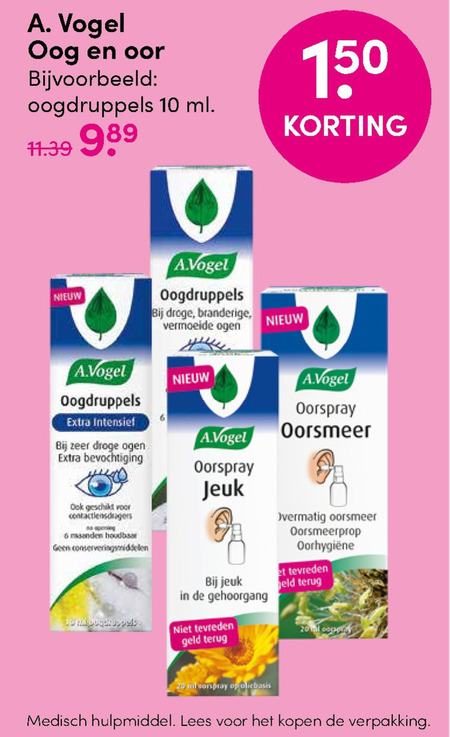 A Vogel   oogdruppels, oordruppels folder aanbieding bij  D.I.O. Drogist - details