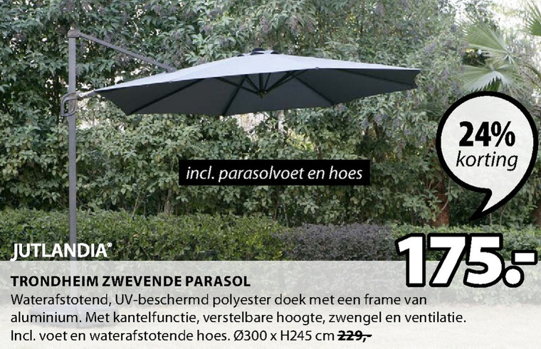 Jutlandia   zweefparasol folder aanbieding bij  Jysk - details