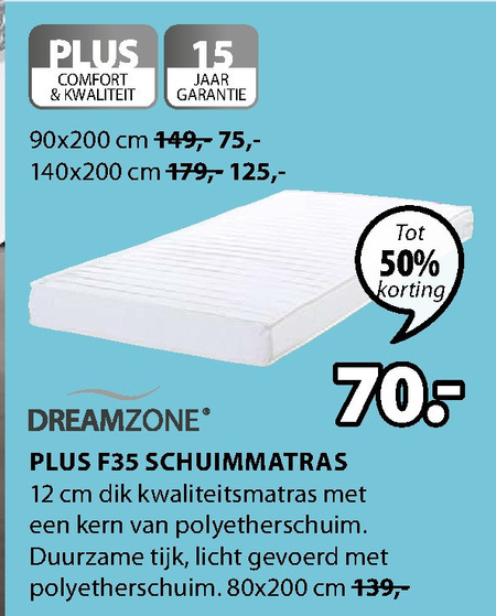 Dreamzone   matras folder aanbieding bij  Jysk - details