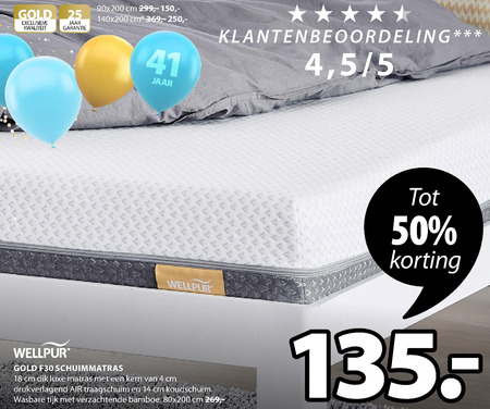 Wellpur   matras folder aanbieding bij  Jysk - details