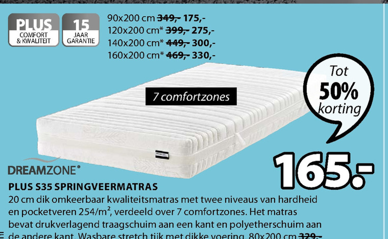 Dreamzone   matras folder aanbieding bij  Jysk - details