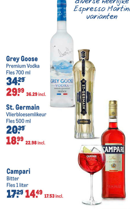 Campari   kruidenbitter, wodka folder aanbieding bij  Makro - details