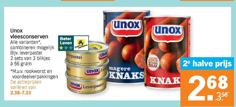 Unox   leverpastei, knakworst folder aanbieding bij  Albert Heijn - details