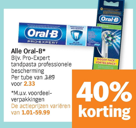 Oral-B   tandpasta, opzetborstel folder aanbieding bij  Albert Heijn - details