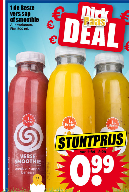 1 De Beste   fruitsmoothie, vruchtensap folder aanbieding bij  Dirk - details