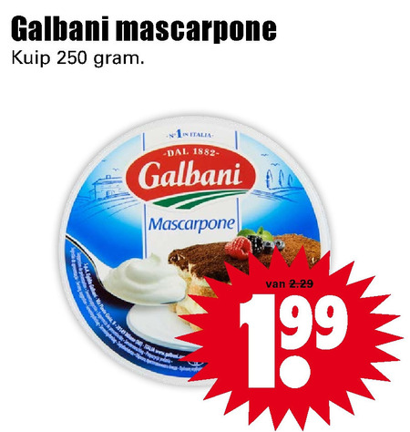 Galbani   mascarpone folder aanbieding bij  Dirk - details