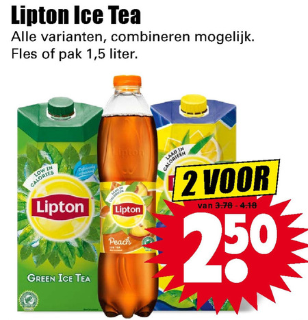 Lipton   ice tea folder aanbieding bij  Dirk - details