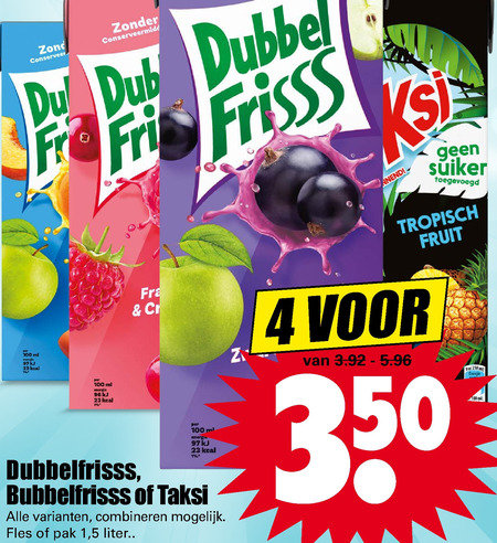 Taksi   fruitdrank, frisdrank folder aanbieding bij  Dirk - details