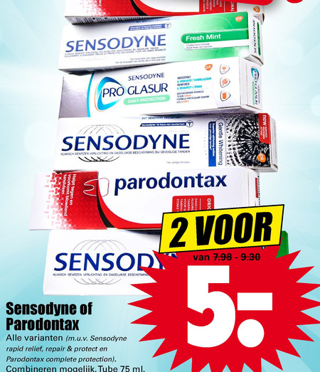 Sensodyne   tandpasta folder aanbieding bij  Dirk - details