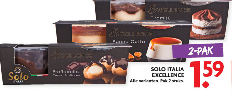 Solo Italia   tiramisu, panna cotta folder aanbieding bij  Dekamarkt - details