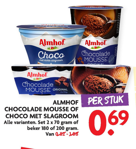 Almhof   chocolademousse folder aanbieding bij  Dekamarkt - details