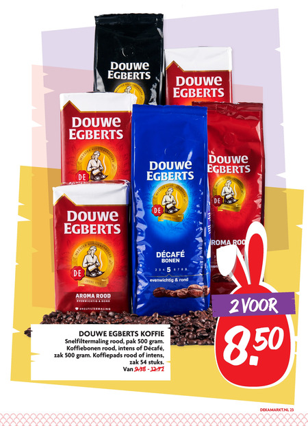 Douwe Egberts   koffiebonen, koffiepad folder aanbieding bij  Dekamarkt - details