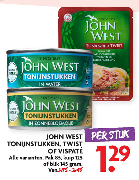 John West   tonijn in blik, vispate folder aanbieding bij  Dekamarkt - details