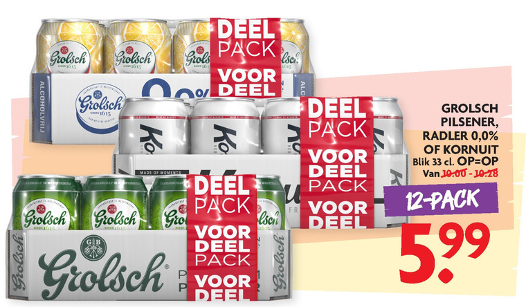 Grolsch Kornuit   alcoholvrij bier, blikje bier folder aanbieding bij  Dekamarkt - details