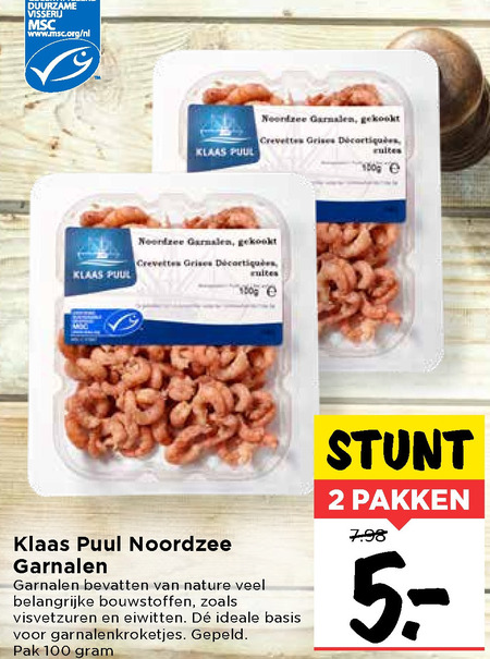 Klaas Puul   garnalen folder aanbieding bij  Vomar - details