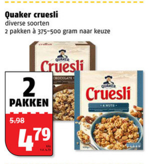 Quaker   cruesli folder aanbieding bij  Poiesz - details