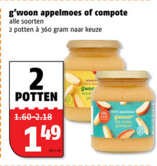 Gwoon   appelmoes, compote folder aanbieding bij  Poiesz - details