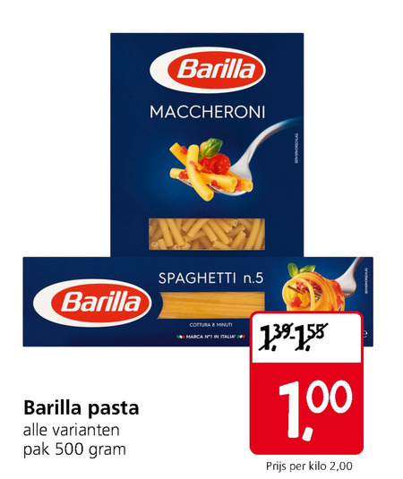 Barilla   macaroni, spaghetti folder aanbieding bij  Jan Linders - details