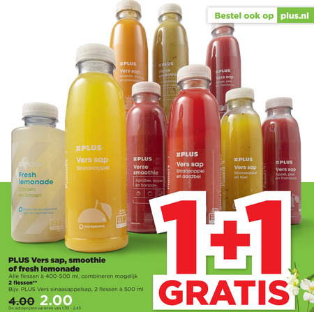 Plus Huismerk   vruchtensap, fruitsmoothie folder aanbieding bij  Plus - details