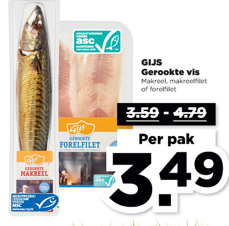 Gijs   forelfilet, makreelfilet folder aanbieding bij  Plus - details