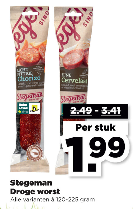 Stegeman   chorizo, droge worst folder aanbieding bij  Plus - details