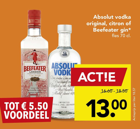 Beefeater   wodka, gin folder aanbieding bij  Deen - details