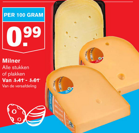 Milner   kaasplakken, kaas folder aanbieding bij  Hoogvliet - details