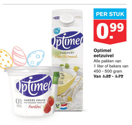 Optimel   vruchtenyoghurt, kwark folder aanbieding bij  Hoogvliet - details