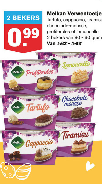 Melkan   chocolademousse, tiramisu folder aanbieding bij  Hoogvliet - details