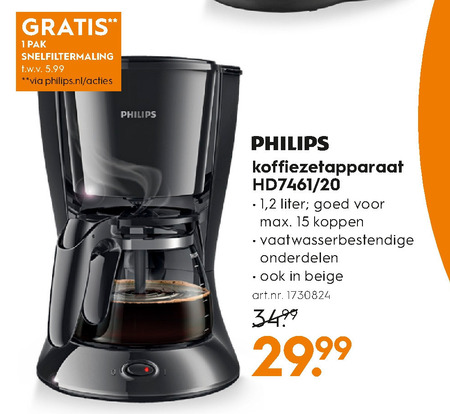 Philips   koffiezetapparaat folder aanbieding bij  Blokker - details