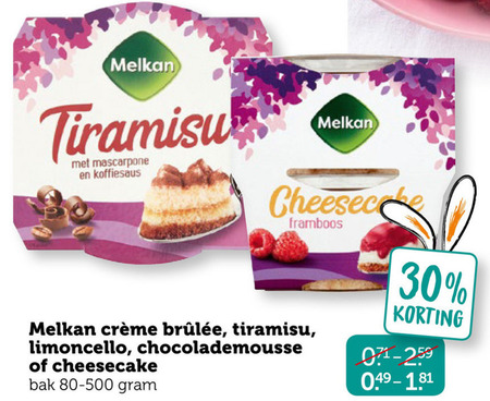 Melkan   tiramisu, chocolademousse folder aanbieding bij  Coop - details