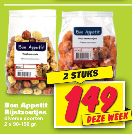 Bon Appetit   rijstzoutjes folder aanbieding bij  Nettorama - details