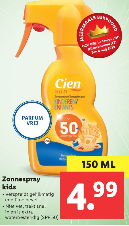 Cien   zonnebrandolie folder aanbieding bij  Lidl - details