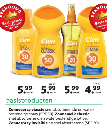 Cien   zonnebrandolie folder aanbieding bij  Lidl - details