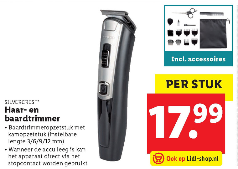 SilverCrest   baardtrimmer folder aanbieding bij  Lidl - details