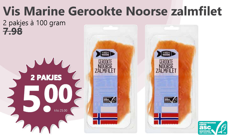 Vis Marine   gerookte zalmfilet folder aanbieding bij  MCD Supermarkt Basis - details