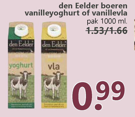 Den Eelder   yoghurt, vla folder aanbieding bij  Boons Markt - details